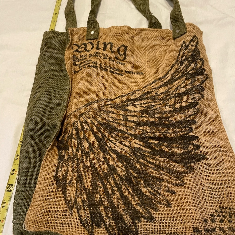 Green and Brown Wing Design Tote Bag